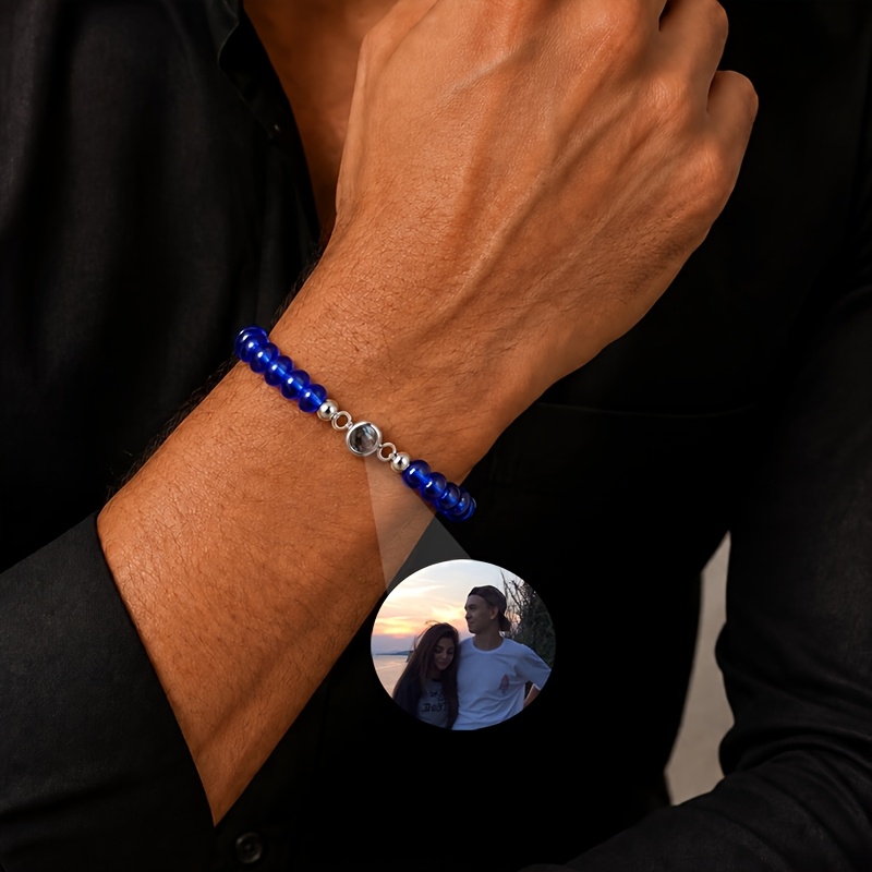 Custom Photo Bracelet, Personalized Adjustable Beaded Bracelet